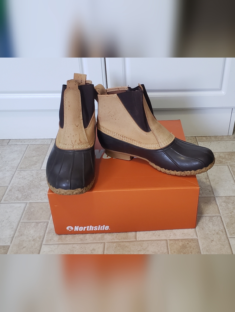 Maine Hunting Boots L.L. Bean Two-Tone Duck Boots in Brown and Black
